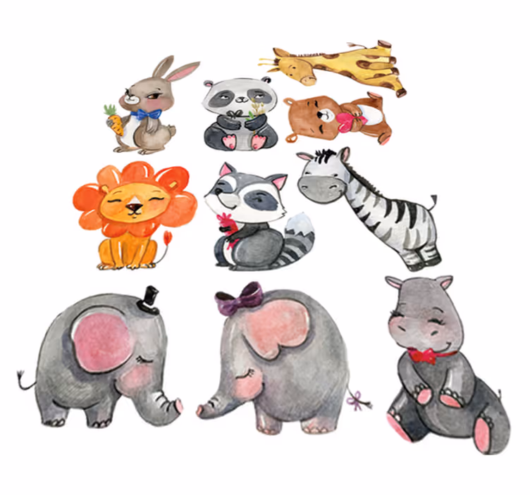 Vinyl teppe spedbarn jungle dyrestickers - Tenstickers