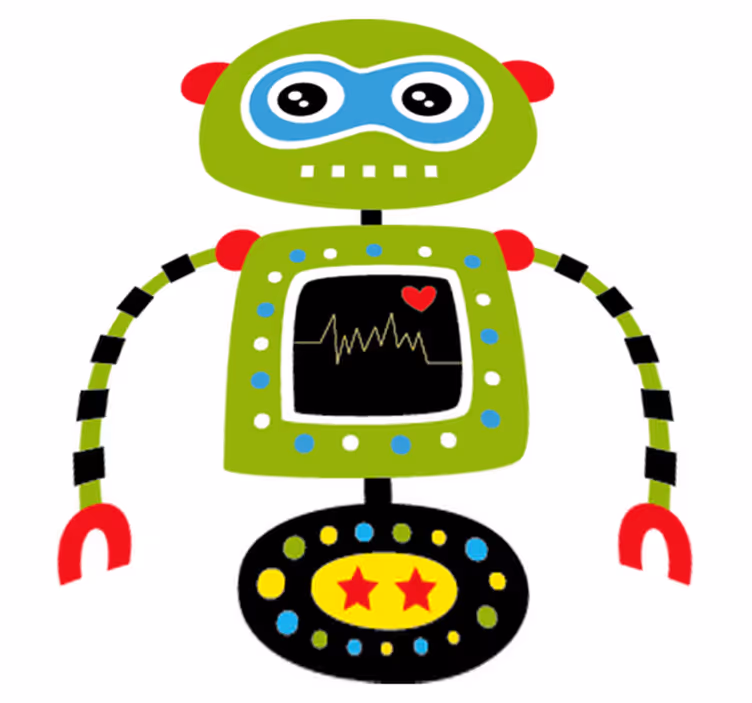 Grønn robot vinyl teppe spedbarn - Tenstickers