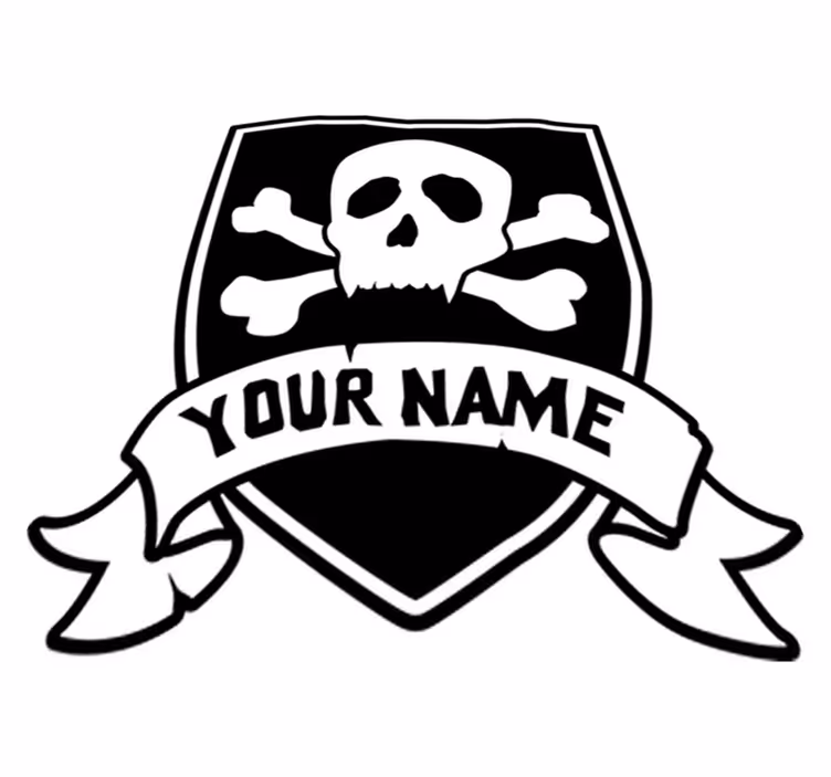 Piratskalle med navn vinyl teppe spedbarn - Tenstickers