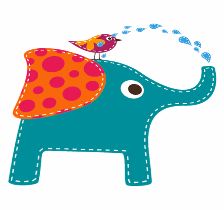 Vinyl teppe spedbarn elefant som dusjer fugl - Tenstickers