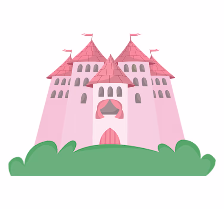 Vinyl teppe spedbarn rosa slott - Tenstickers