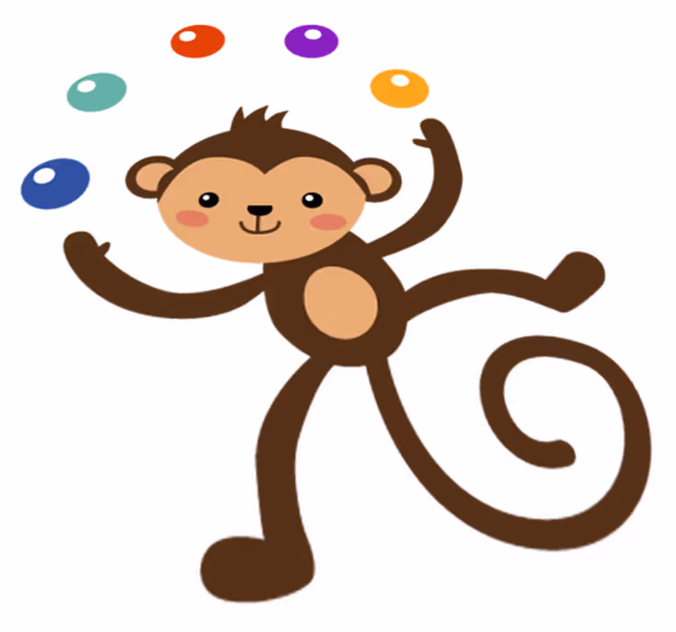 Jonglerende ape vinyl teppe spedbarn - Tenstickers