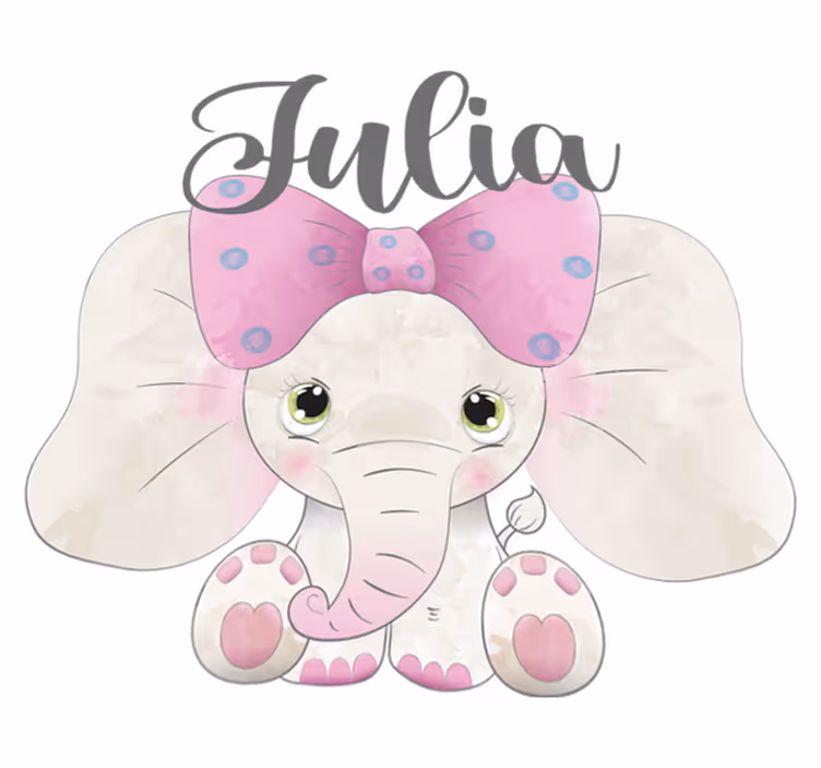 Elefant med baby og navn vinyl teppe spedbarn - Tenstickers