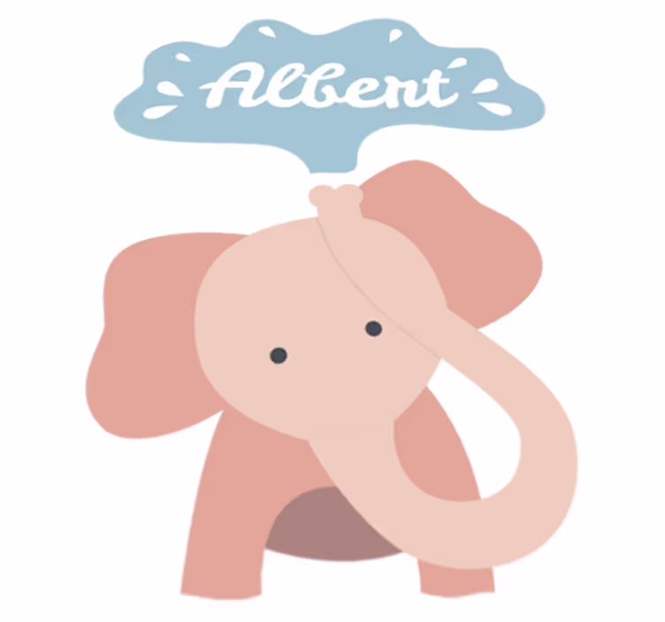 Vinyl teppe spedbarn med navneelefant - Tenstickers