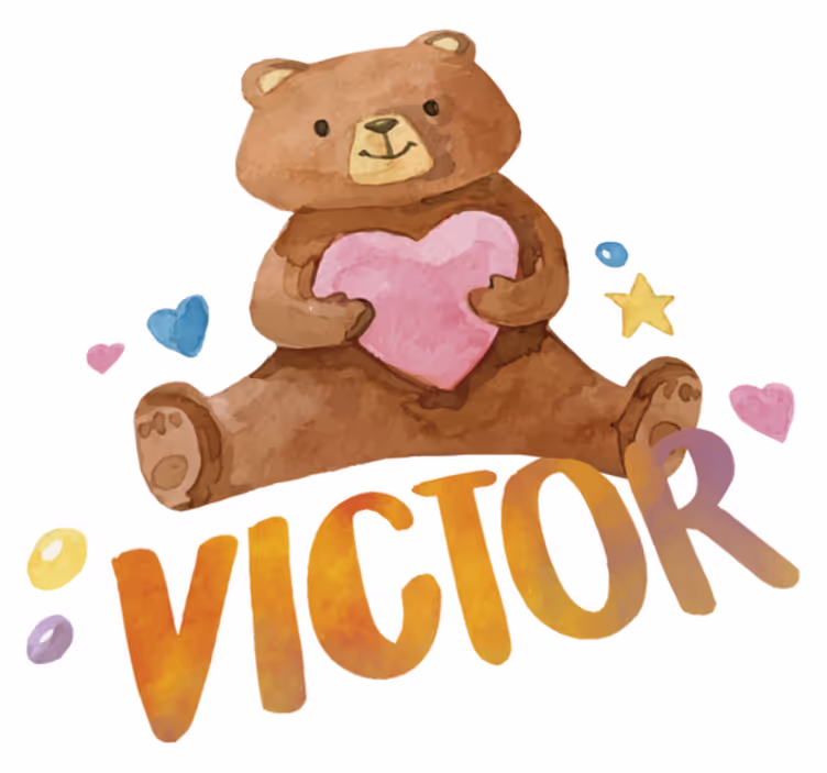 Vinyl teppe spedbarn med kosebamse med hjerte - Tenstickers