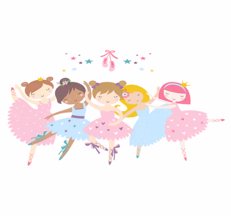 Ballettstjerner fargerik illustrasjon vinyl teppe spedbarn - Tenstickers