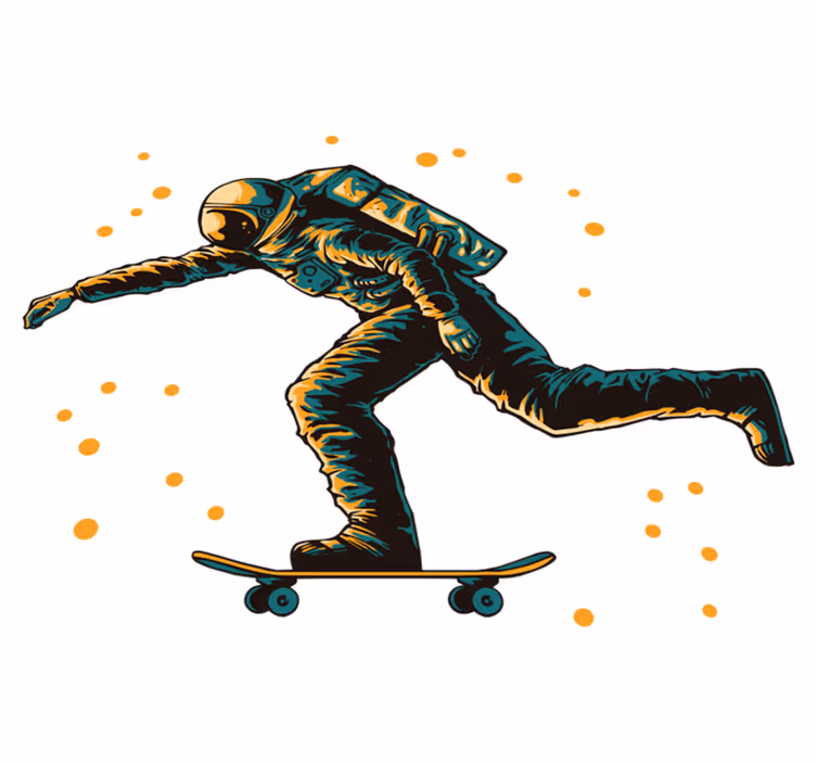 Vinyl teppe spedbarn astronaut på skateboard - Tenstickers