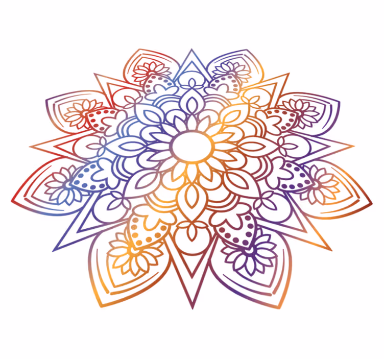 Fargerik brennende mandala vinyl teppe soverom - Tenstickers