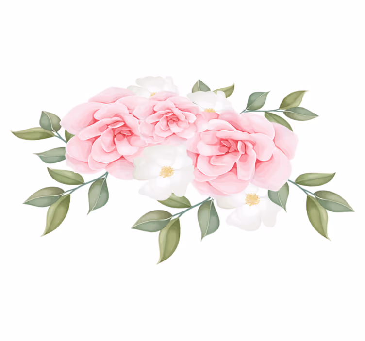 Vinyl teppe soverom elegante blomster i rosa - Tenstickers