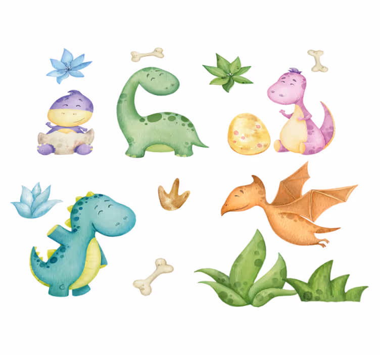 Nordisk dinosaur tegnet vinyl teppe soverom - Tenstickers