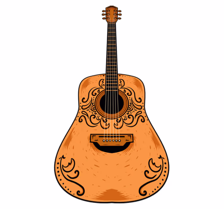 Vinyl teppe soverom oransje gitar - Tenstickers