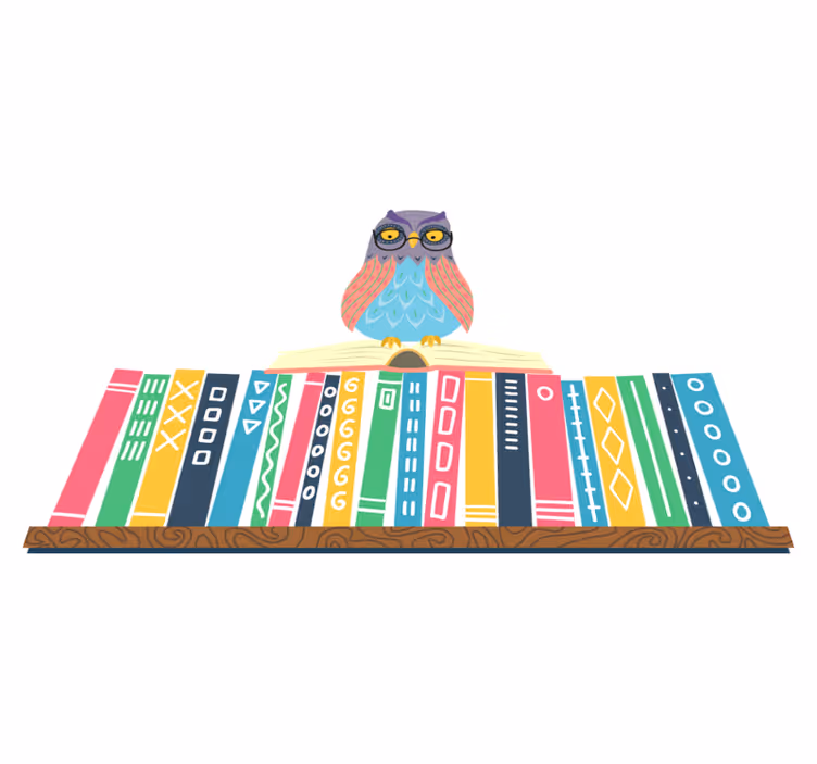 Vinyl teppe soverom tegneserieugle med briller - Tenstickers