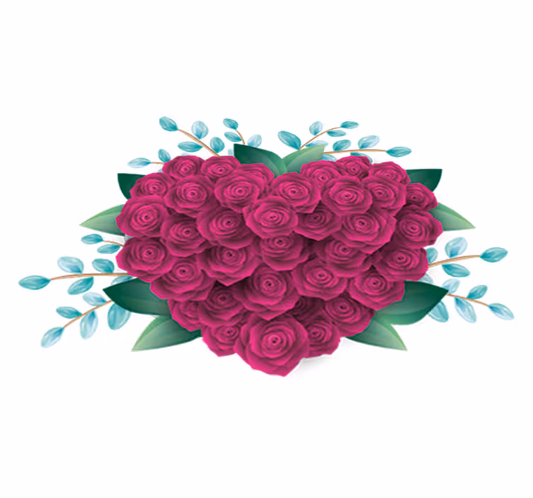 Hjertekrone med roser vinyl teppe soverom - Tenstickers