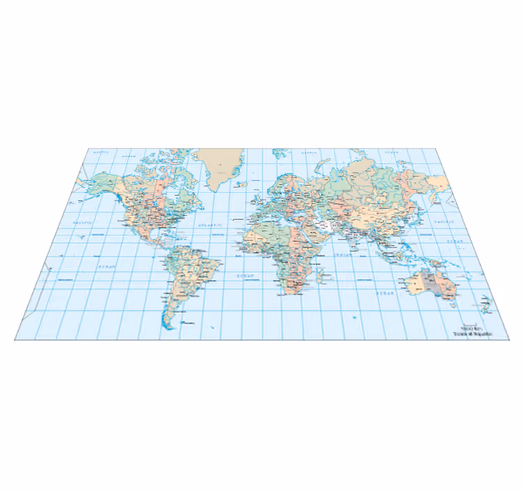 Vinyl teppe verdenskart engelsk timeplan - Tenstickers