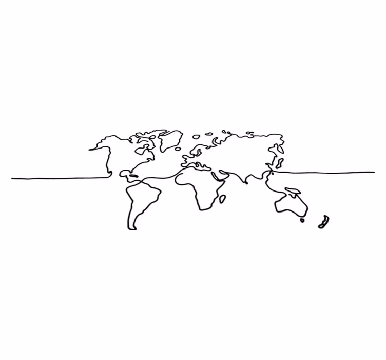 Vinyl teppe verdenskart line art design - Tenstickers