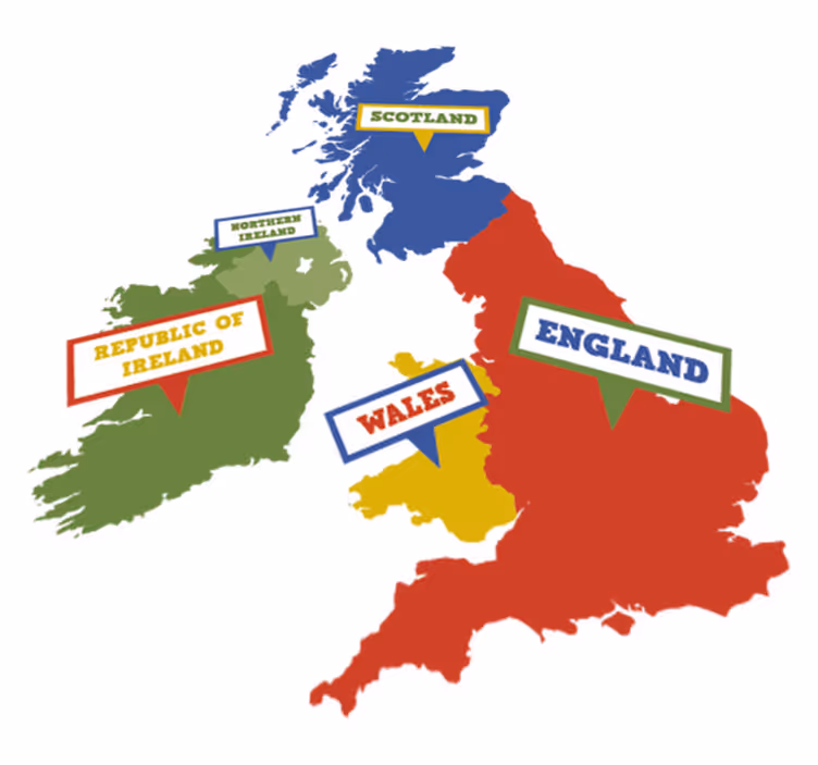 Vinyl teppe verdenskart fargerike storbritannia - Tenstickers