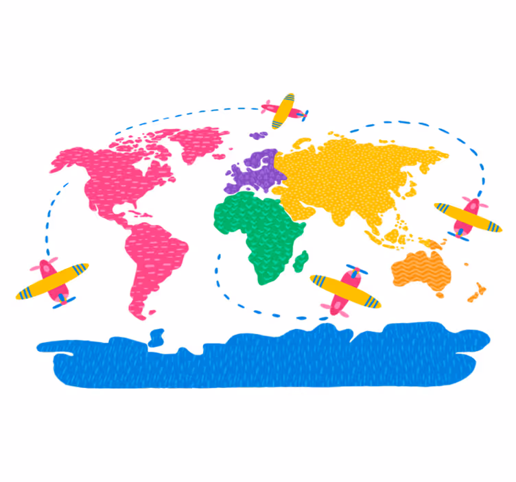 Vinyl teppe verdenskart reise kart - Tenstickers