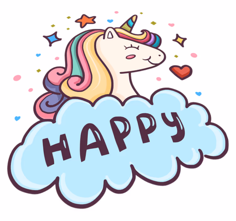 Unicornhode i skyen vinyl teppe spedbarn - Tenstickers