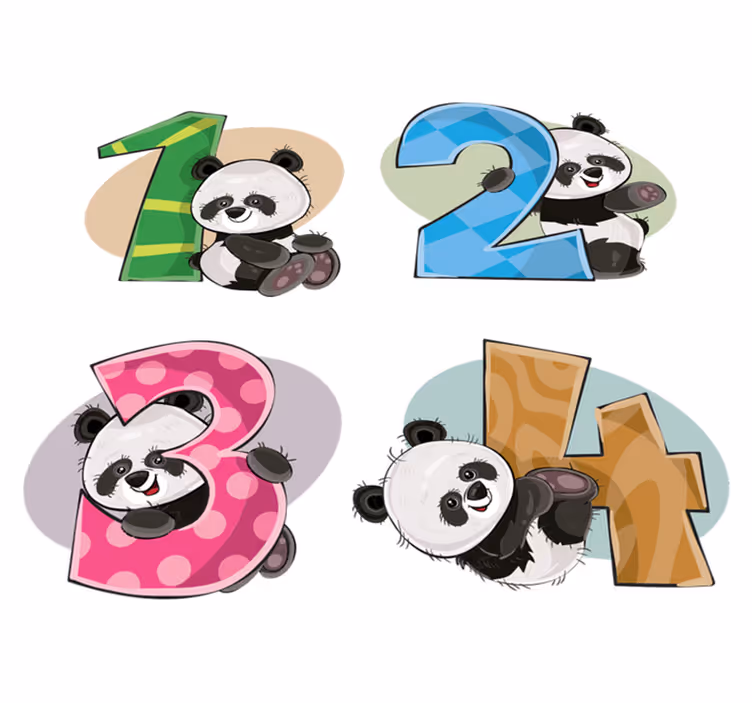 Vinyl teppe spedbarn med 4 pandaer - Tenstickers