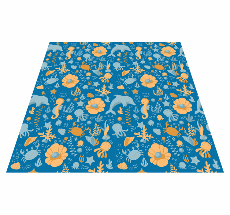 Havdyr tegneserie vinyl teppe spedbarn - Tenstickers