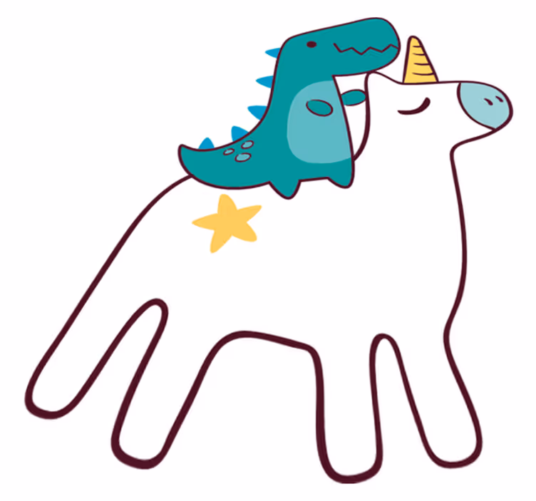 Vinyl teppe spedbarn med design av enhjørning og dinosaur - Tenstickers