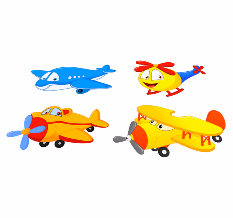 Fly og helikoptre med ansikter vinyl teppe spedbarn - Tenstickers