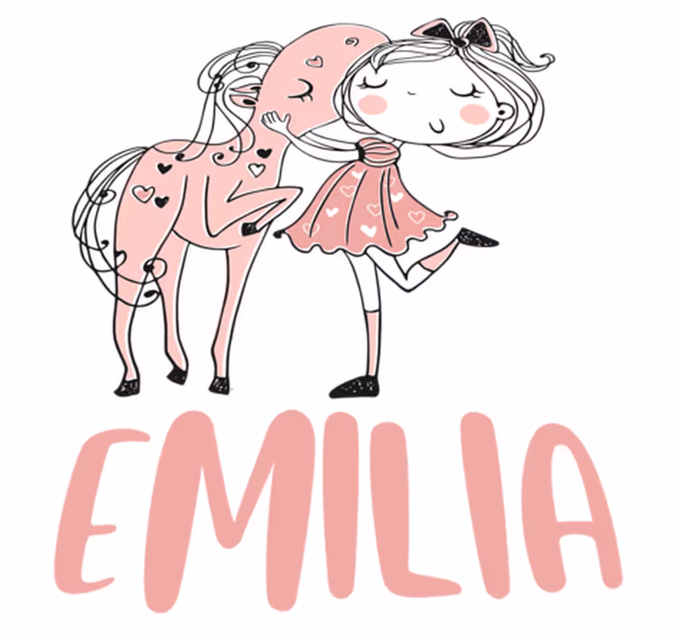 Vinyl teppe spedbarn prinsesse med rosa kjole og hest - Tenstickers