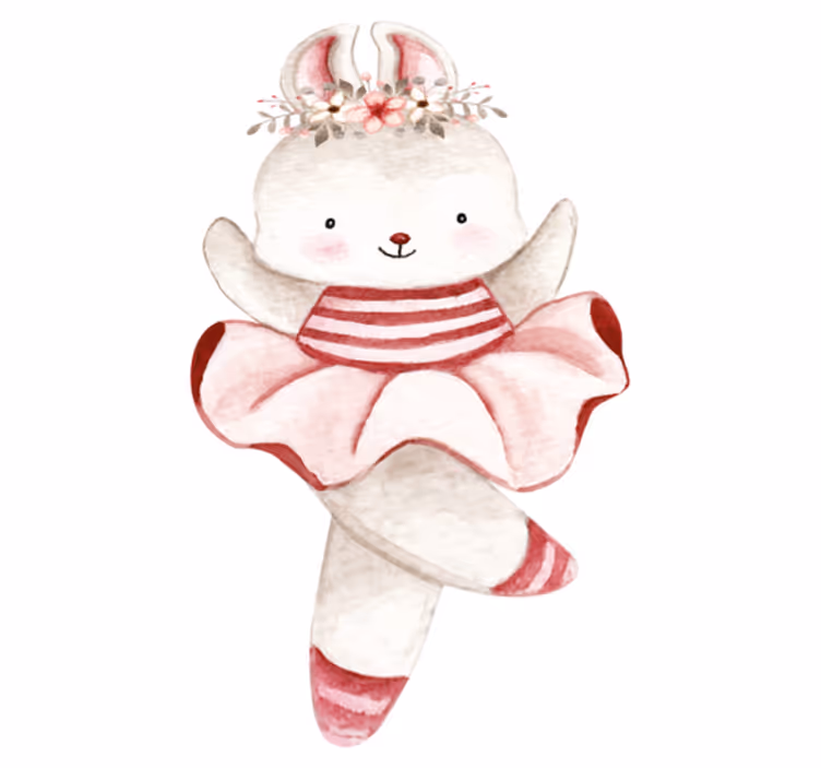 Vinyl teppe spedbarn kanin ballerina i roser - Tenstickers
