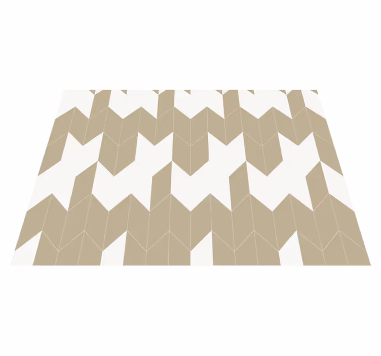 Bad vinyl teppe hvit og beige geometrisk mønster - Tenstickers