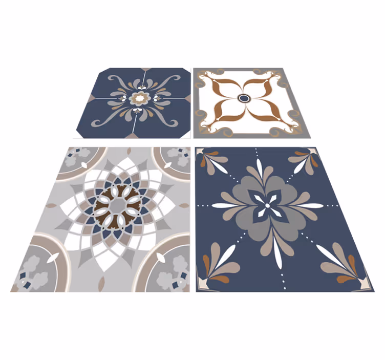 Bad vinyl teppe klassiske blomster - Tenstickers
