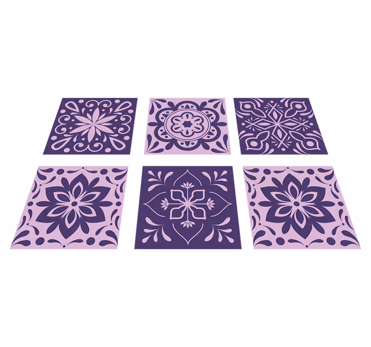 Bad vinyl teppe lilla blomsterfliser - Tenstickers