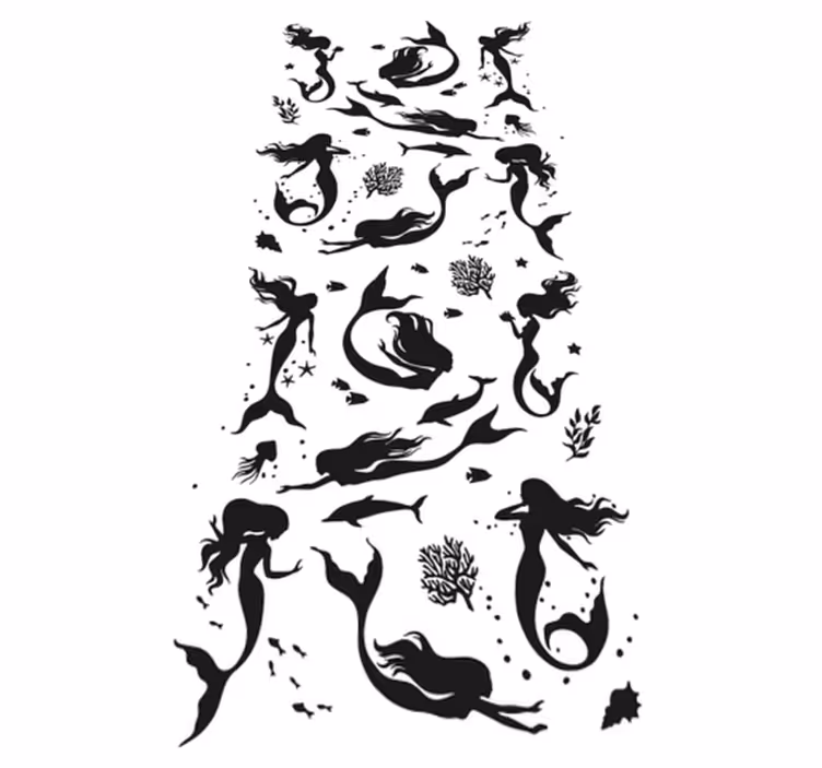 Bad vinyl teppe med havfruer design - Tenstickers