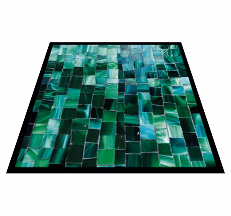 Bad vinyl teppe i gradient grønn mosaikk - Tenstickers