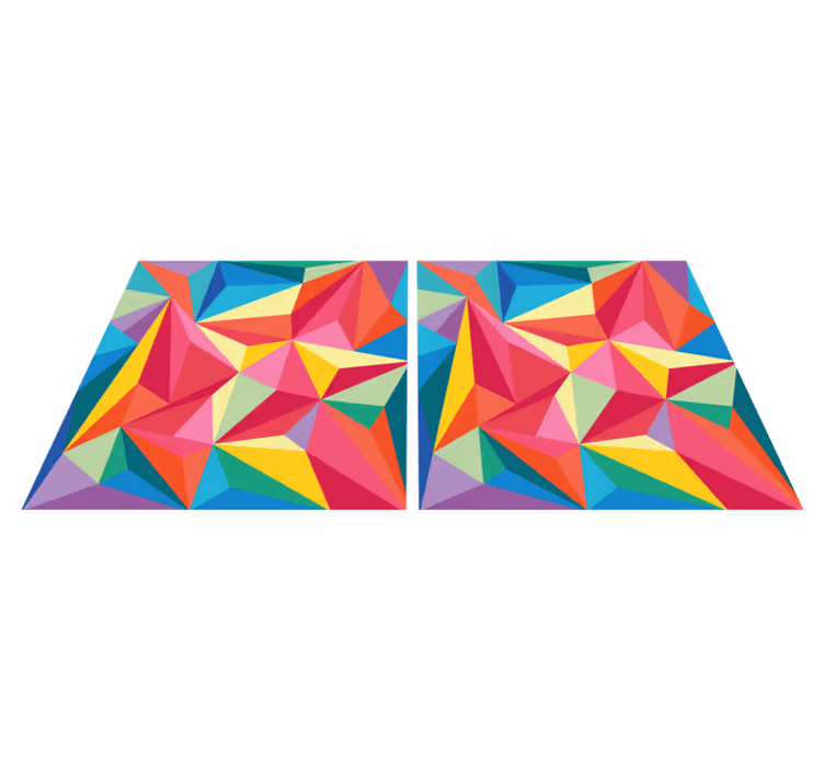 Bad vinyl teppe med multicolor geometrisk mønster - Tenstickers