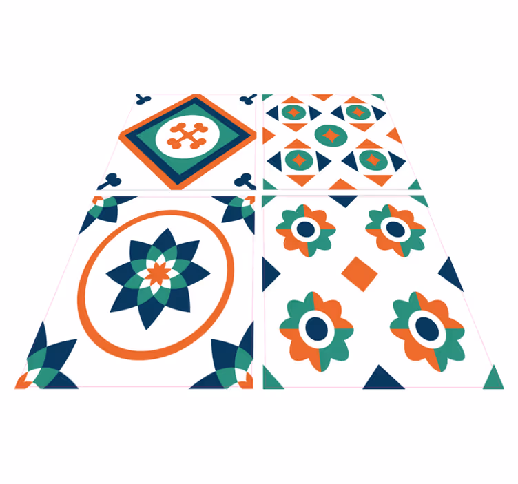 Bad vinyl teppe med geometriske fliser - Tenstickers