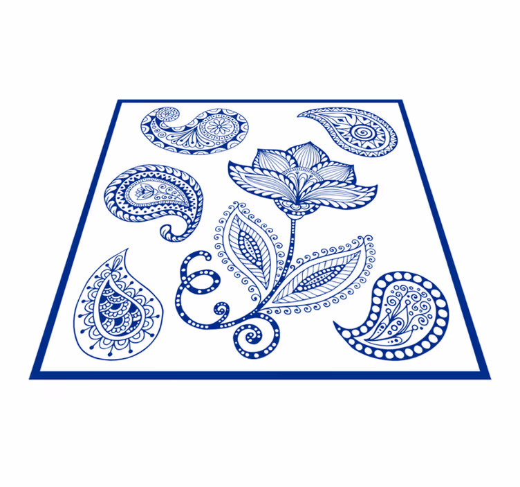 Paisley og blomster vinyl teppe kjøkken - Tenstickers