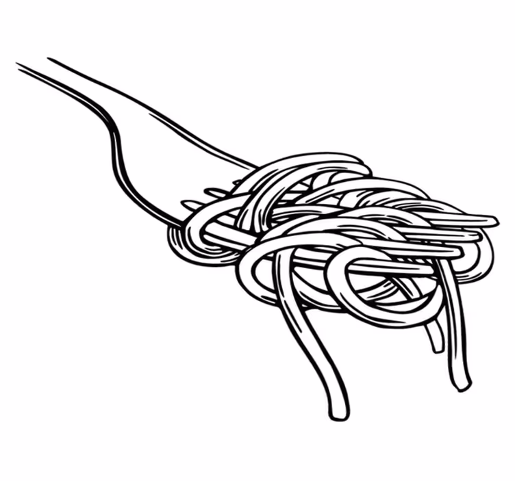 Vinyl teppe kjøkken spaghetti gaffel gravering stil - Tenstickers
