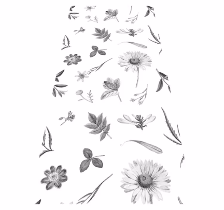 Grå vårblomster vinyl teppe kjøkken - Tenstickers