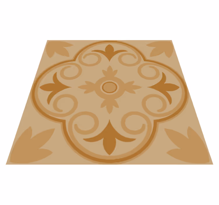 Beige vintage blomsterdesign vinyl teppe kjøkken - Tenstickers