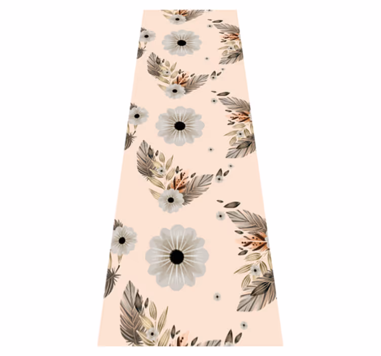 Rosa og svarte pastellblomster vinyl teppe soverom - Tenstickers