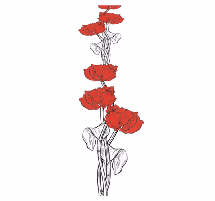 Røde vertikale tulipaner vinyl teppe soverom - Tenstickers