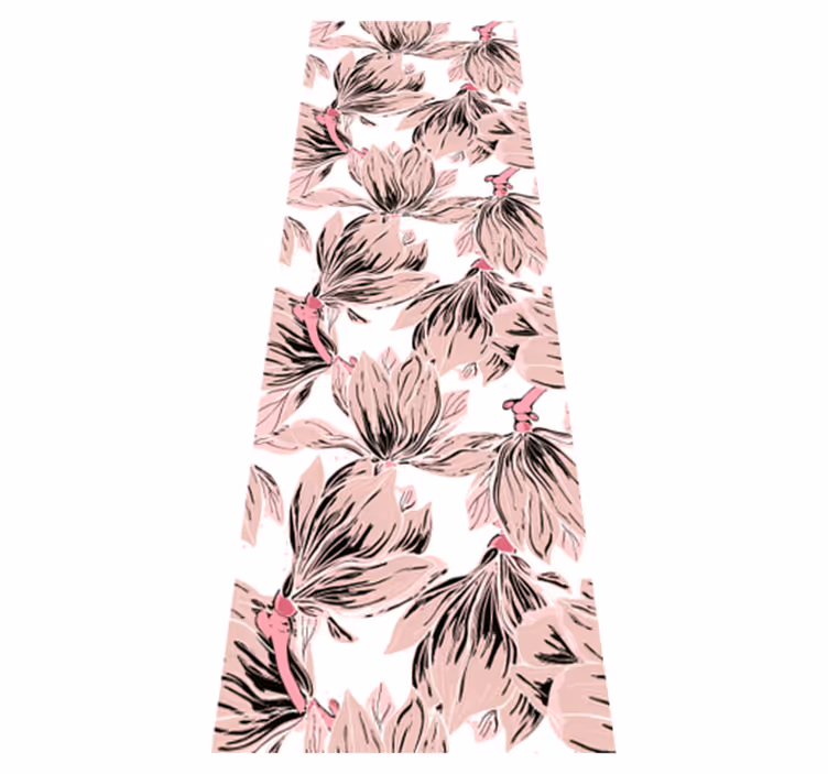 Nærbilde av hvite og rosa magnolia vinyl teppe soverom - Tenstickers