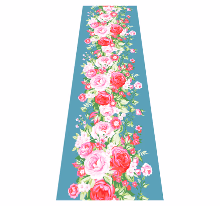 Vinyl teppe soverom turkis shabby chic mønster - Tenstickers