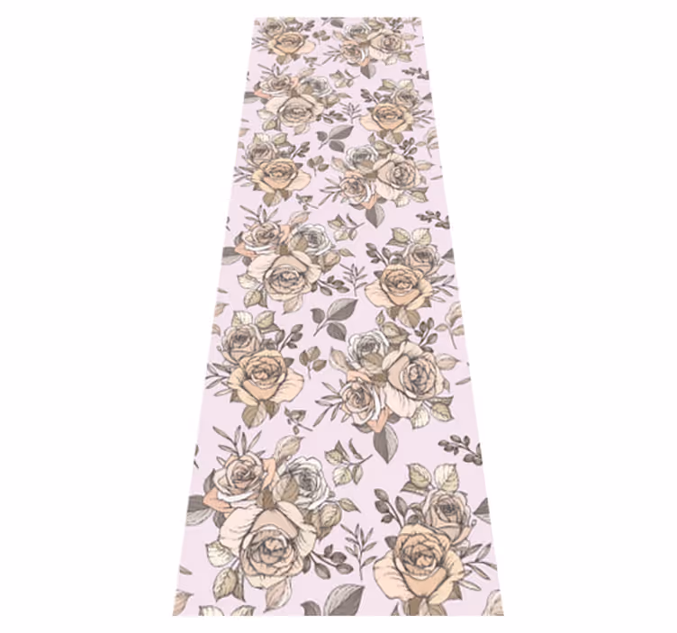 Vinyl teppe soverom shabby chic rosemønster - Tenstickers