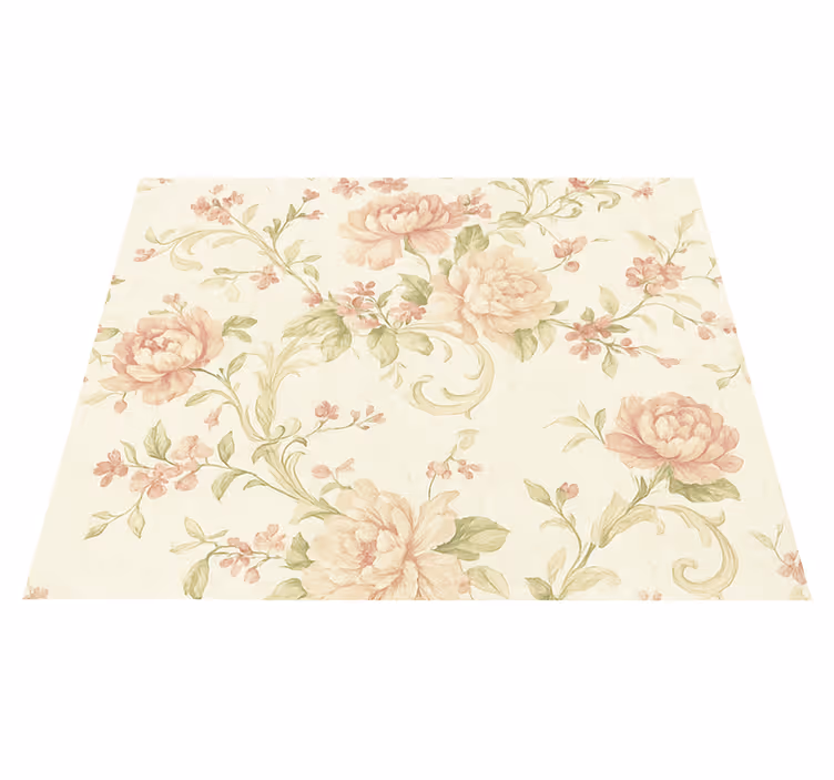 Vinyl teppe soverom lys rosa vintage blomster mønster - Tenstickers