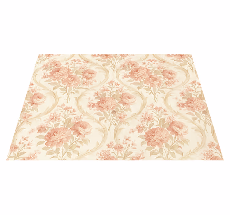 Vinyl teppe soverom med vintage lysvaskede blomster - Tenstickers