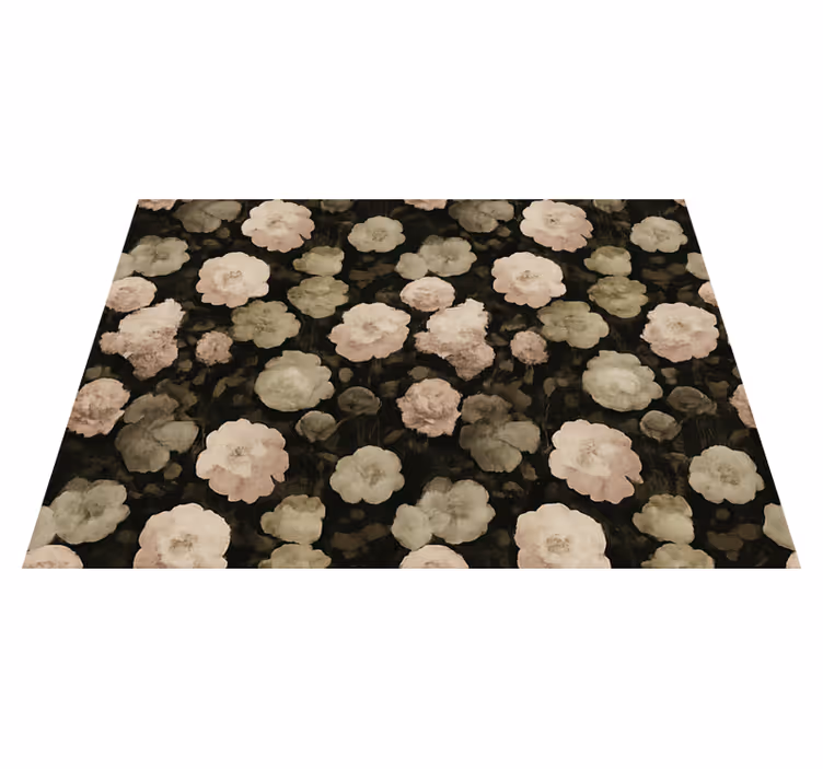 Vinyl teppe soverom mørkt retro blomstermønster - Tenstickers