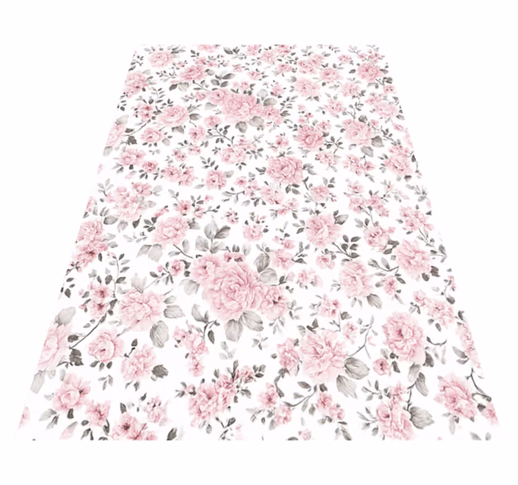 Vinyl teppe soverom gammeldags retro store blomster - Tenstickers