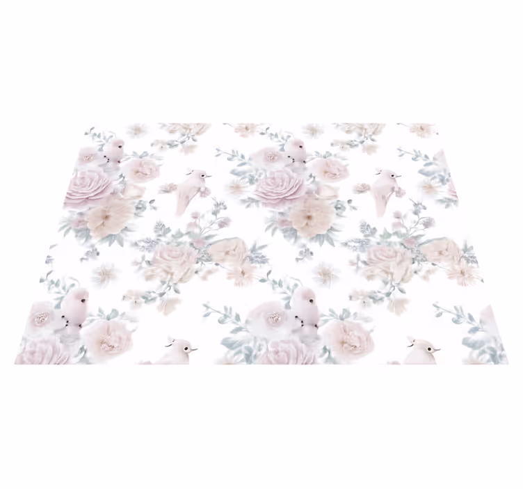 Vinyl teppe soverom grå elegant blomstermønster - Tenstickers