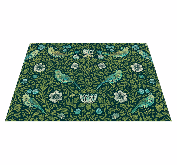 Ornamental blomster og fugl vinyl teppe soverom - Tenstickers